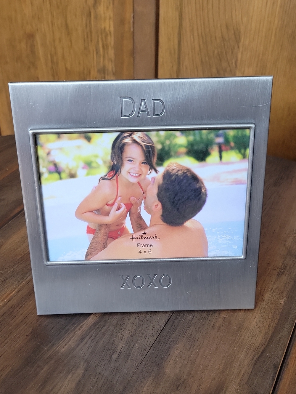 Hallmark Vintagen Silver Metal DAD XOXO 4X6 Picture Frame